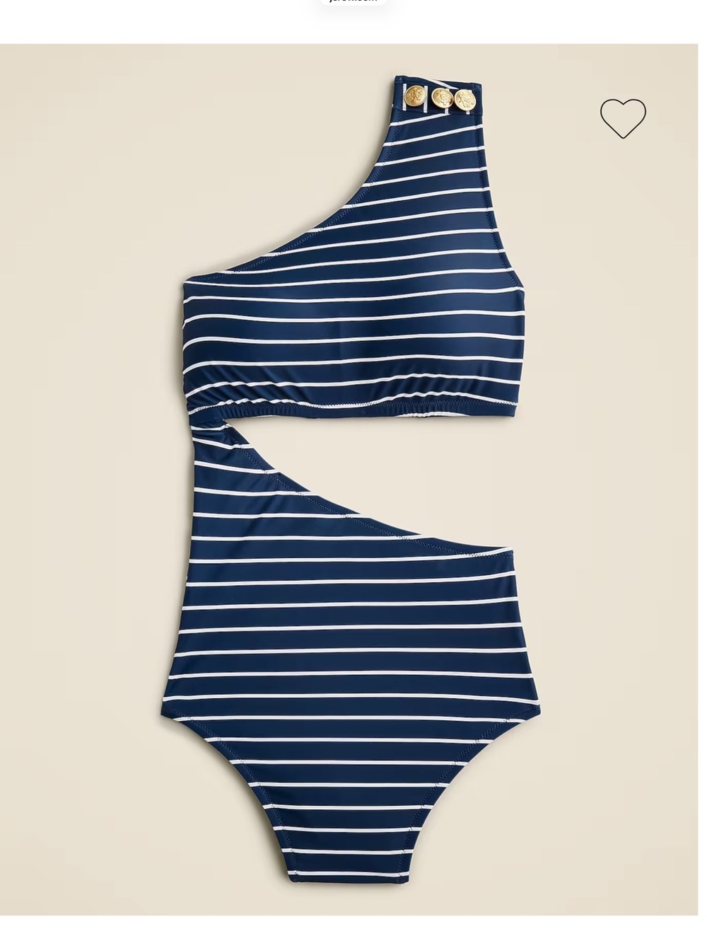 J. Crew Cutout One-Piece Full Coverage Swimsuit with Buttons Navy Stripe Size 24